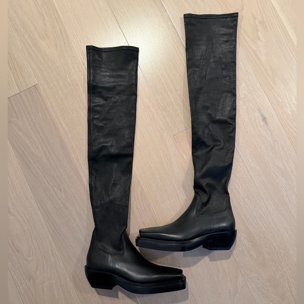 Bottega Veneta the lean Black Leather over the knee cowboy Boots